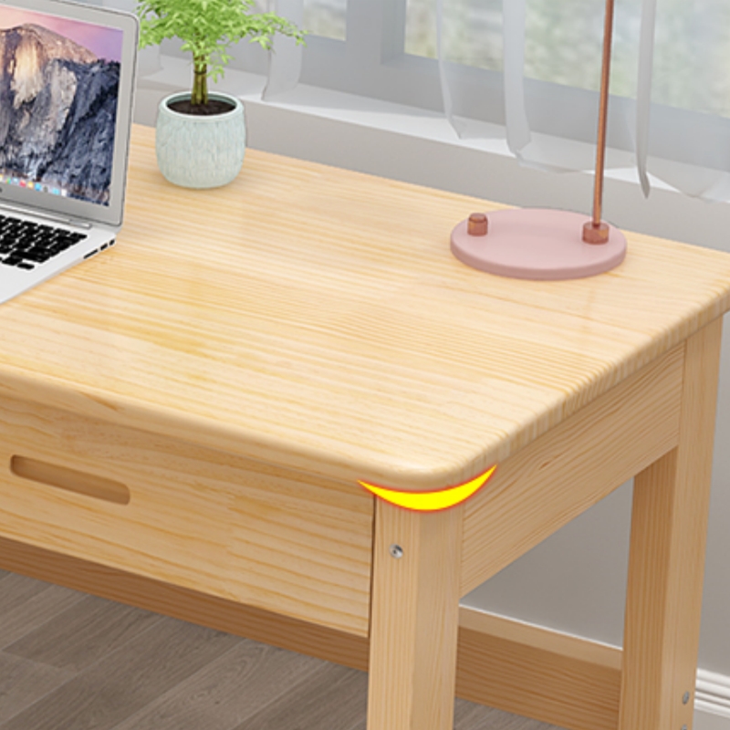 伟樽实木书桌学习桌一桌一椅双抽100*60*75cm套高清大图