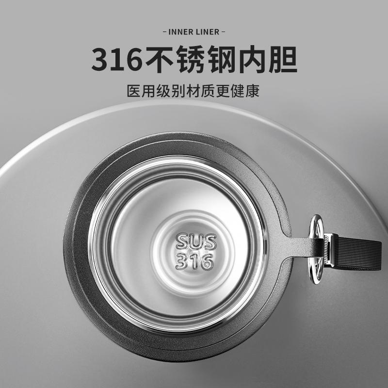 荣事达(Royalstar)全钢保温杯316不锈钢男女茶水分离泡茶杯高效保温600ml大容量黑色水壶水杯RB292205