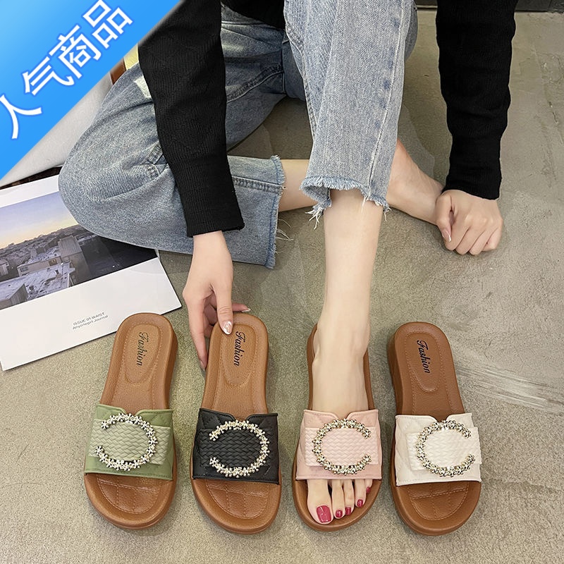 SUNTEK2023新款拖鞋女士夏季外穿防滑平底沙滩软底时尚凉鞋一字穿0款软高清大图