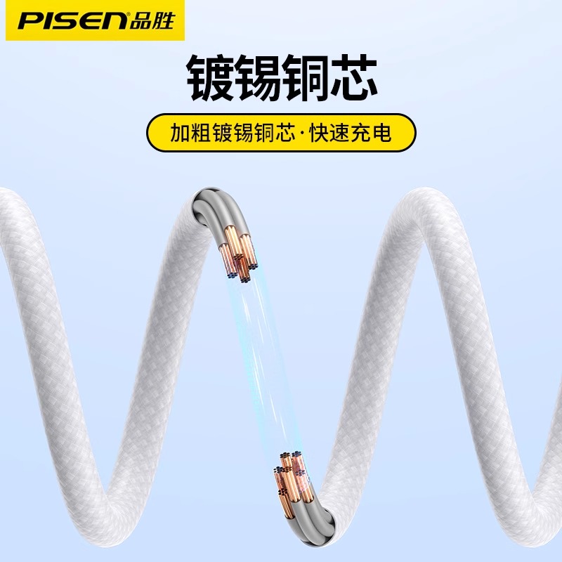 品胜适用iPhone16充电线双Typec口苹果iPhone15 15pro max 华为快充数据线 2米 白色 60w高清大图
