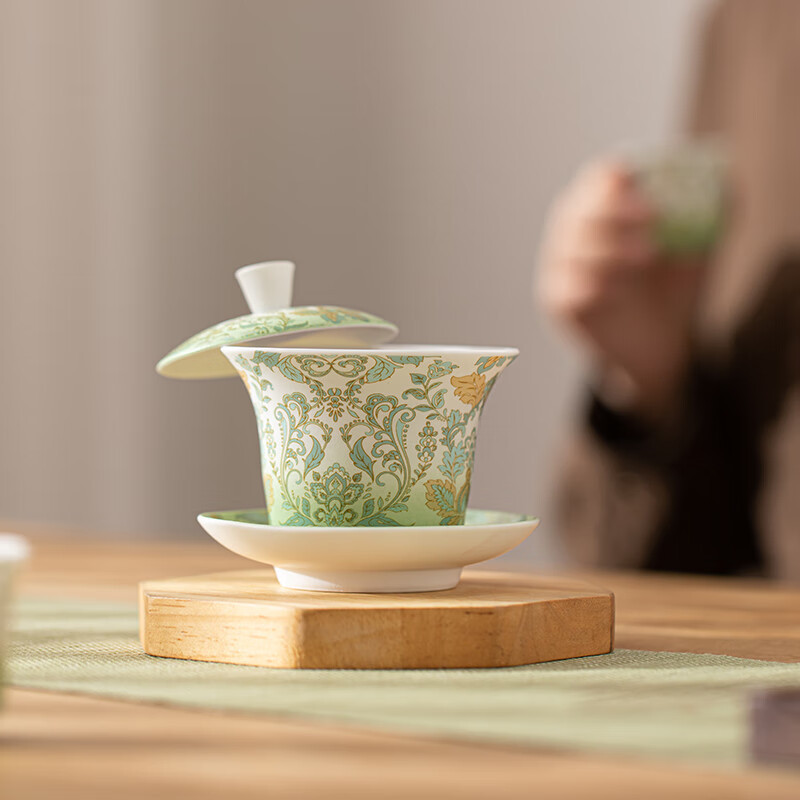 苏氏陶瓷(SUSHI CERAMICS) J1067 渐变革纹盖碗小套装 一盖碗二品茗杯 (单位:套)高清大图