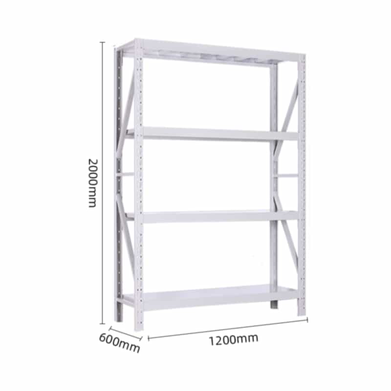 尔迈 中型仓库货架300KG/层重型仓储展示架工厂置物架 灰色1.2*0.6*2=4层高清大图
