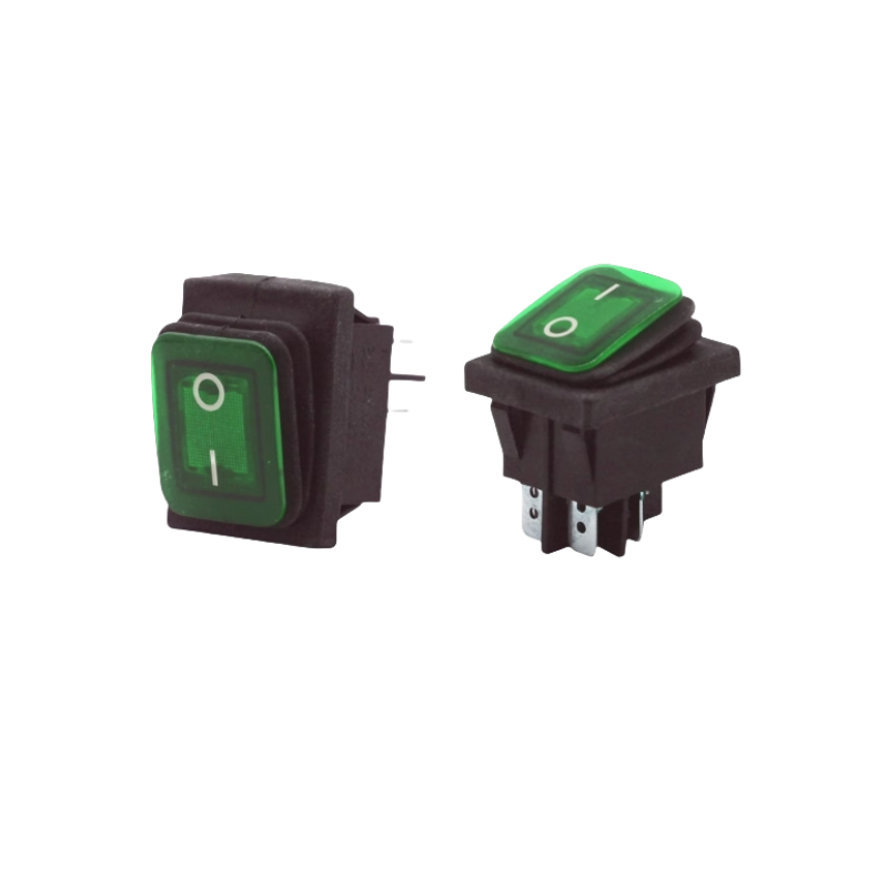 MEIKA防水防油船型开关 六脚三档绿色带灯220V /个高清大图