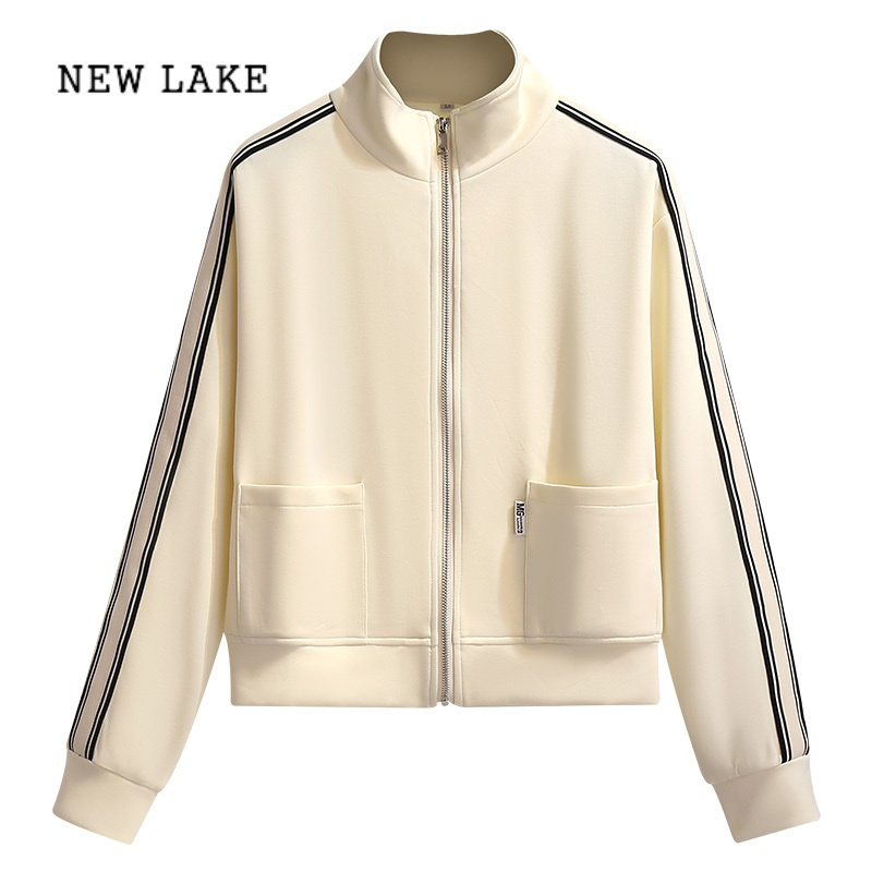 NEW LAKE立领棒球服外套女高级感2024年早春新款薄款休闲运动开衫夹克