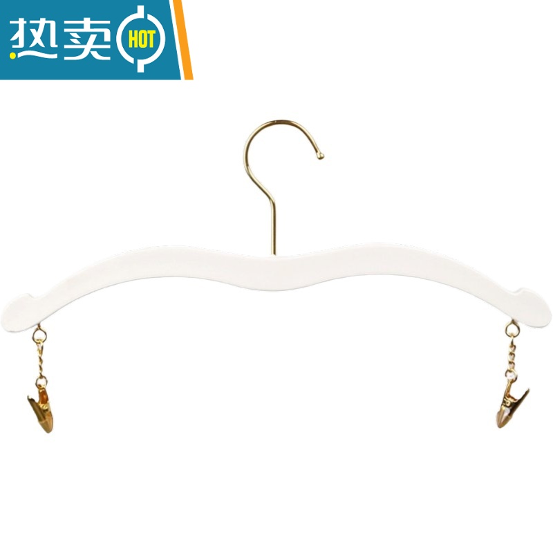 敬平内衣店衣架仿木白色榉木实心内衣夹服装店塑料内衣内裤夹子文胸夹 白色实心内衣架(金夹) 10个高清大图