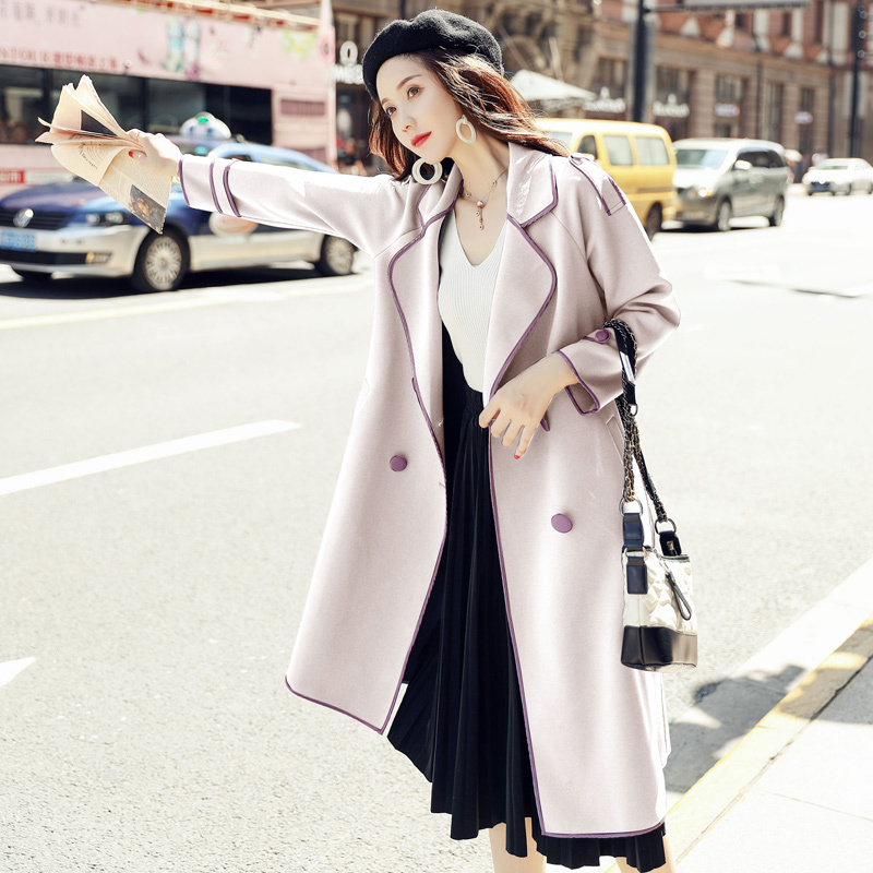 风衣女中长款女士秋季新品韩版年轻大衣收腰显瘦双排扣外套薄款