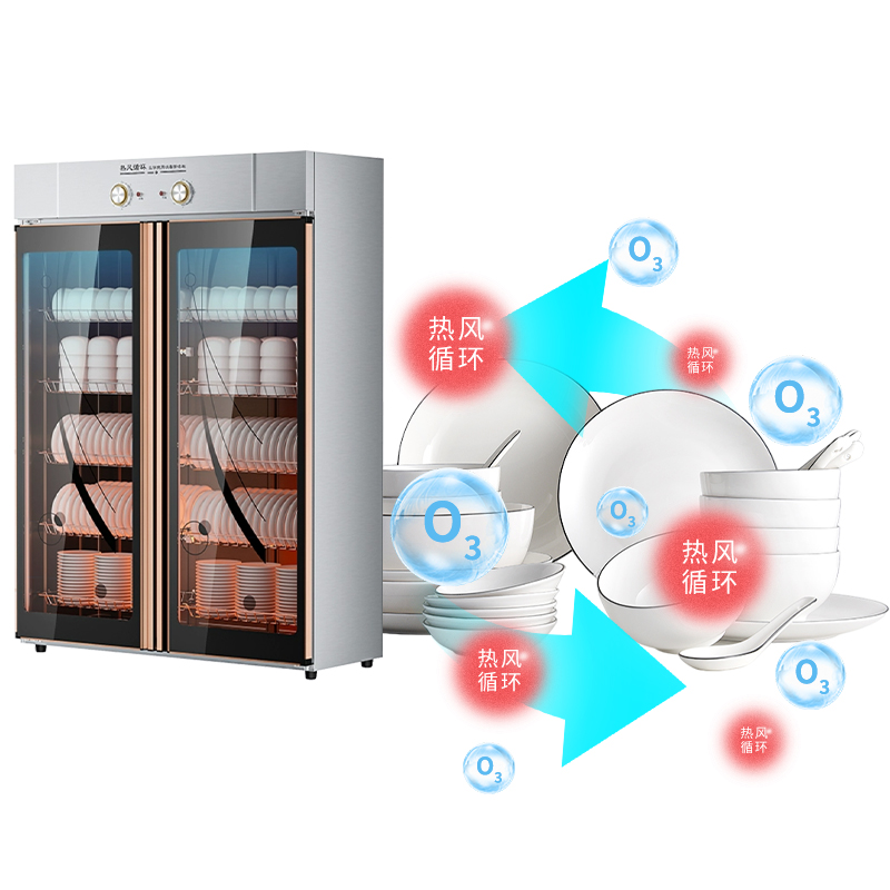臻远ZY50429015商用消毒柜不锈钢消毒碗柜立式大容量热风循环餐具保洁柜 五层无磁密胺柜高清大图
