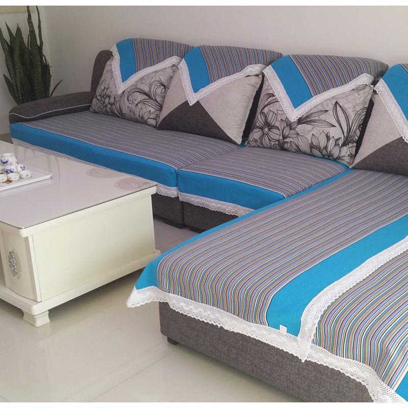 家柏饰(CORATED)四季通用老粗布沙发垫加厚沙发巾现代简约防滑靠背巾定制 1号色-经典蓝 90*120cm