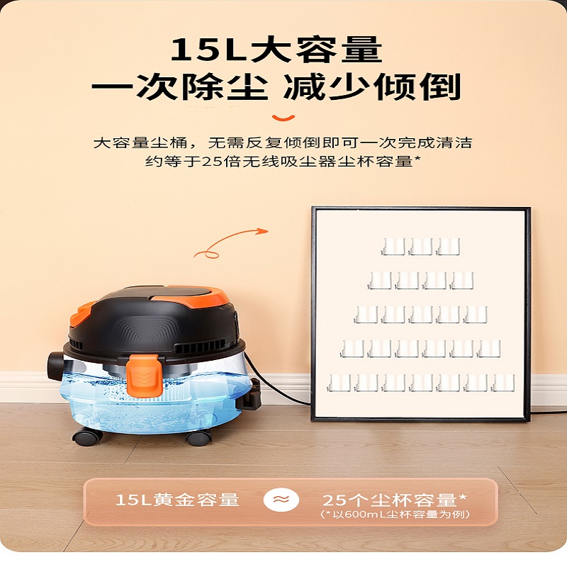 海尔桶式吸尘器HZ-T615 pro 15升大容量强劲吸力一键收线智能控制高清大图