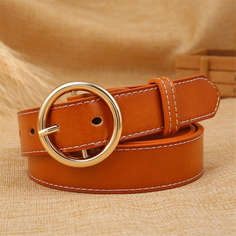圆扣皮带女针扣简约百搭韩国学生韩版复古装饰潮圆环宽腰带女黑色