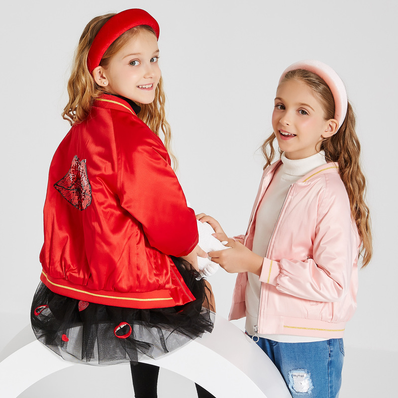 [2件2折价:41]米喜迪mecity童装女童棉服嘴唇双翻珠片棒球领棉服高清大图