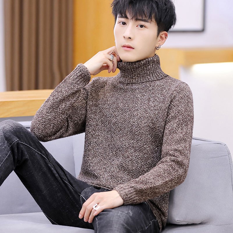 男士冬季毛衣韩版潮流高领针织衫男装加厚保暖打底衫帅气新款上衣毛衣