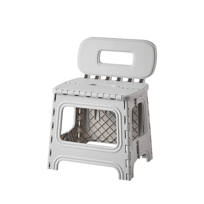 丽佳邦家用换鞋凳便携式成人折叠小板凳钓鱼乘火车马扎靠背小椅晨暮灰矮款靠背