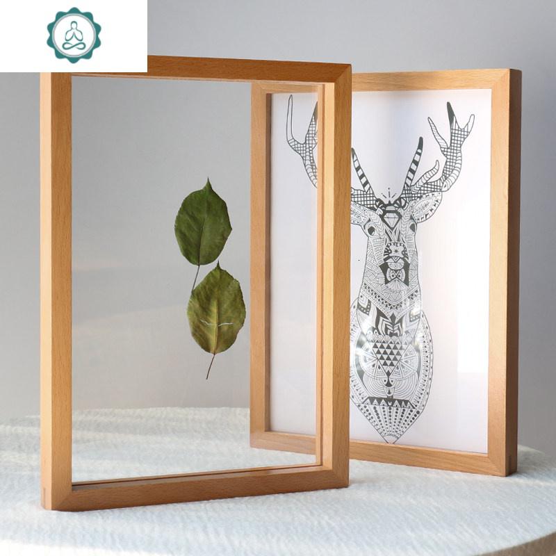 实木广告架亚克力相框挂墙免打孔海报框教练教师展示墙画框标本框 封