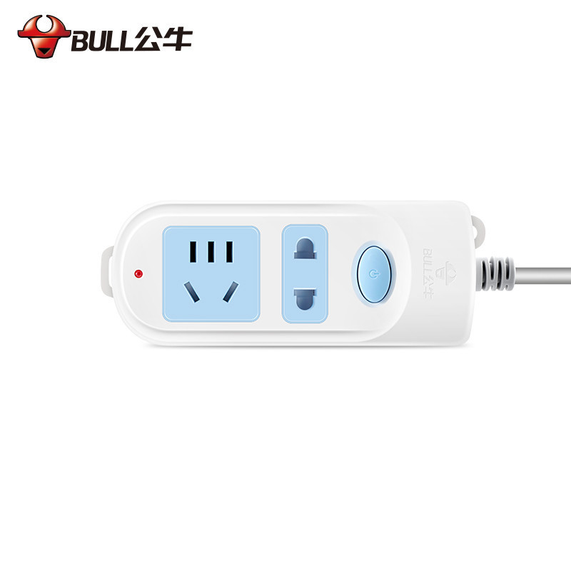 bull公牛插座插排插板带线正品家用多孔面板拖接线板电源插座带保护门612-2位插-1.8米