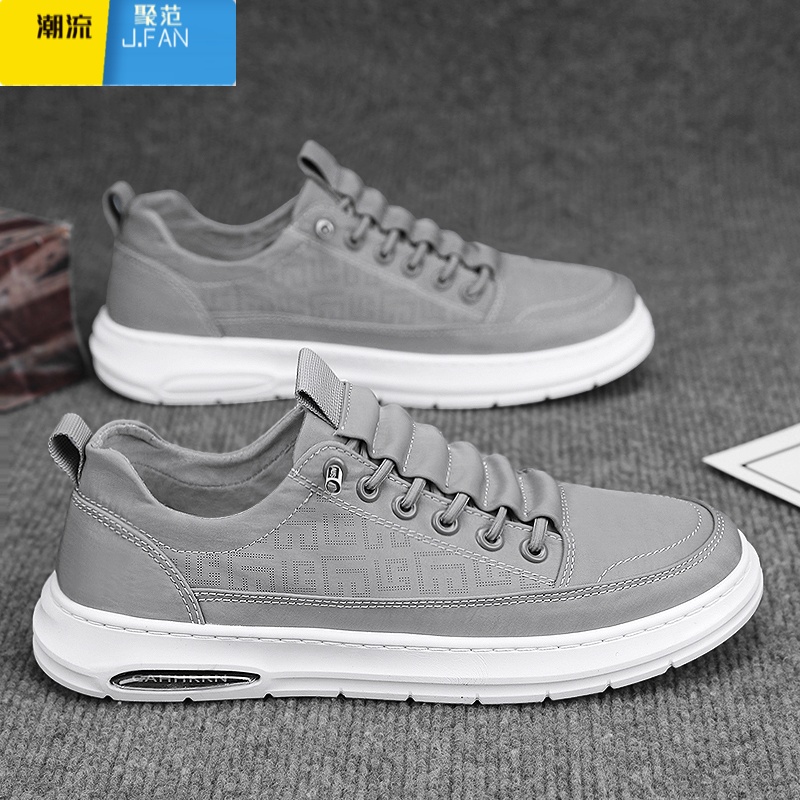 聚范冰丝帆布男鞋夏季透气休闲一脚蹬软底工作老北京布鞋运动防滑板鞋高清大图