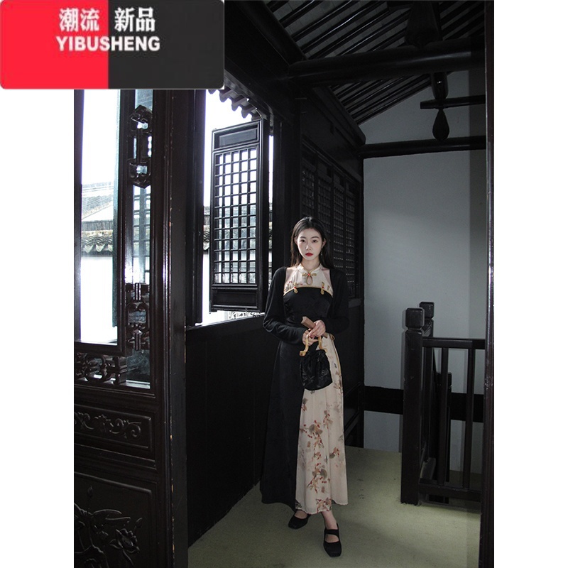 YIBUSHENG一尧【若惊鸿】新中式清冷华贵改良设计感中国风旗袍连衣G高清大图