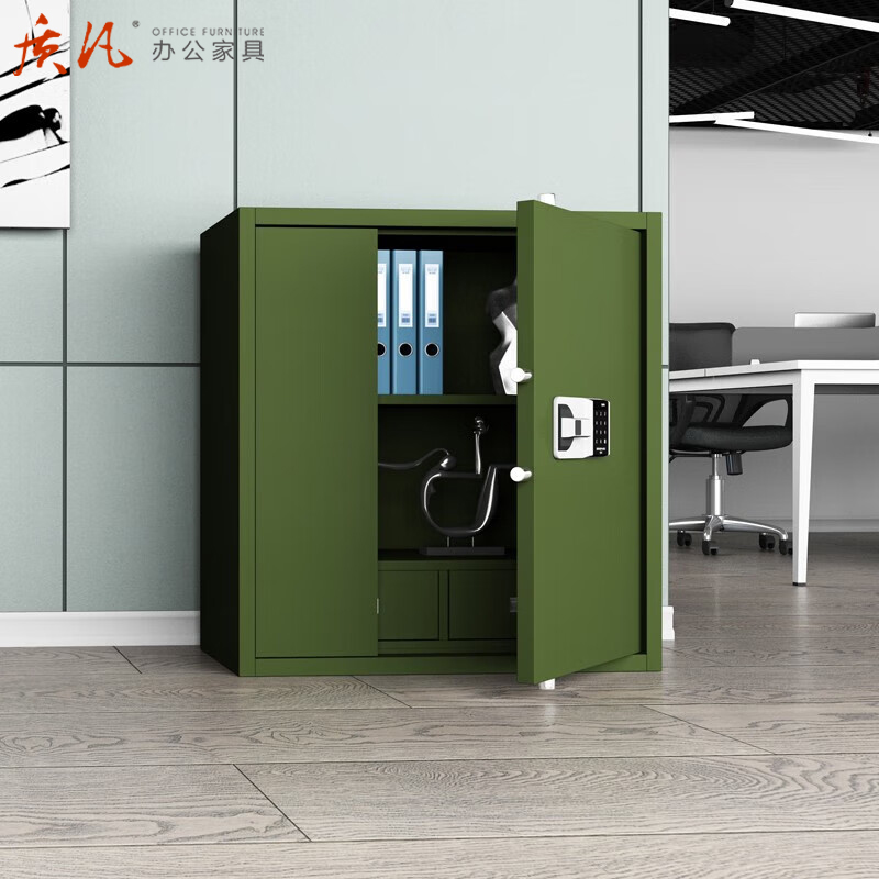 质凡 军绿色保密柜/分双节上国保锁 /ZF-BMG013/900*420*900mm高清大图