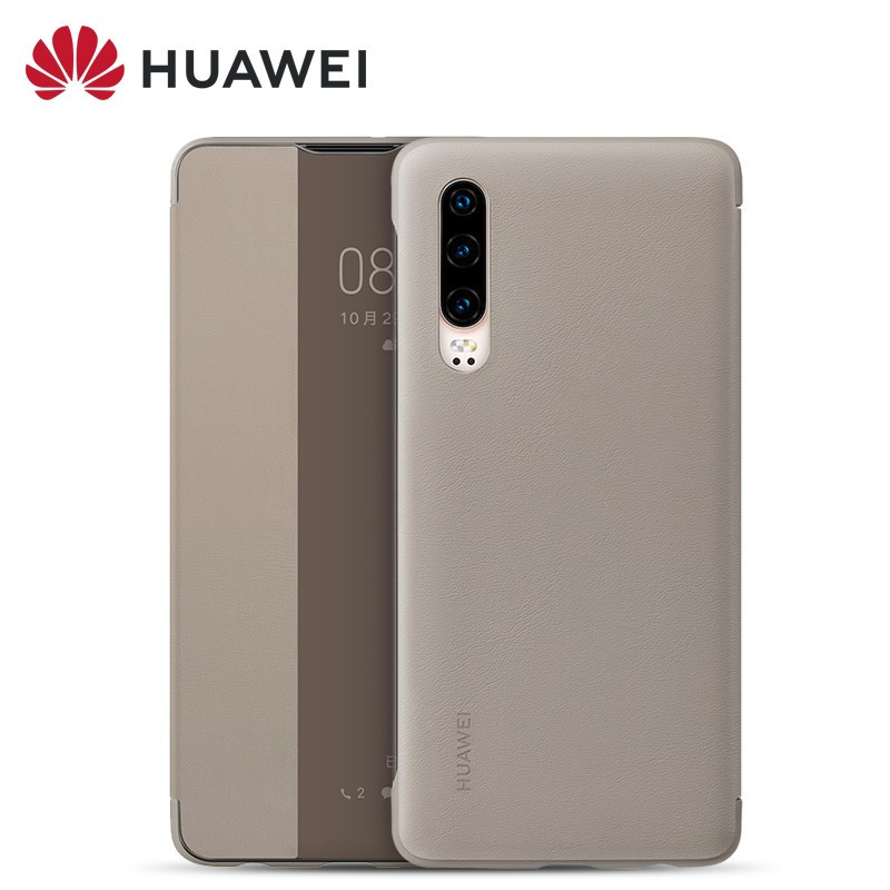 Huawei/华为 P30 原装皮套 全包薄款手机套正品原厂开窗翻盖智能保护套 防摔壳 轻薄简约个性男女款新品潮