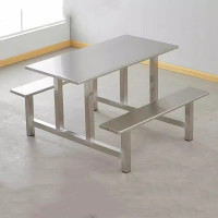 迅迈 4人位1200*600*750mm不锈钢加固款 单位学校不锈钢食堂餐桌椅组合公司员工地连体快餐桌椅