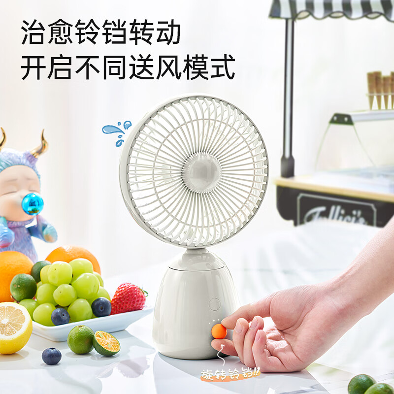 美国卓朗桌面风扇移动小型家用办公室宿舍床头迷你自动摇头便携式ZL-FS01高清大图
