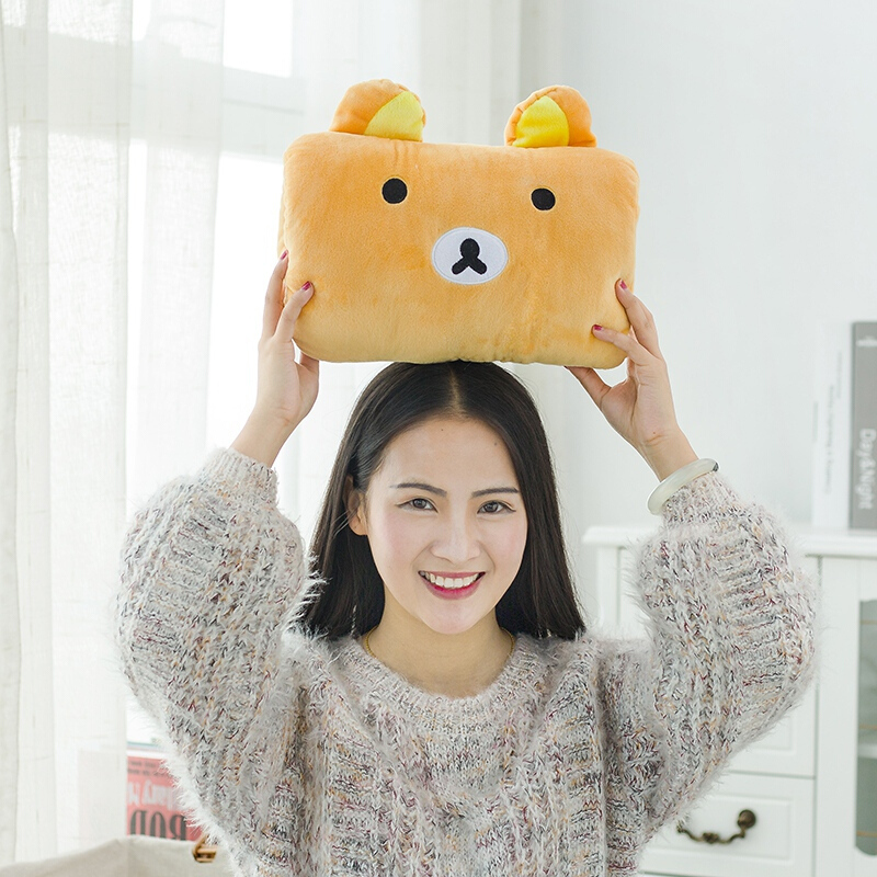 毛绒卡通学生儿童办公室午睡枕趴睡枕趴趴枕小枕头暖手捂抱枕粉兔手捂30*15厘米