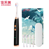 电动牙刷成人声波充电式全自动软毛刷头牙结石洁牙器礼盒送礼学生女生情侣男女士款 曜石黑[共4支刷头+旅行收纳盒]