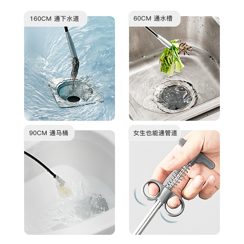 [补贴10%]管道取物器下水道疏通器厕所马桶堵塞家用清洁器神器坐便高清大图