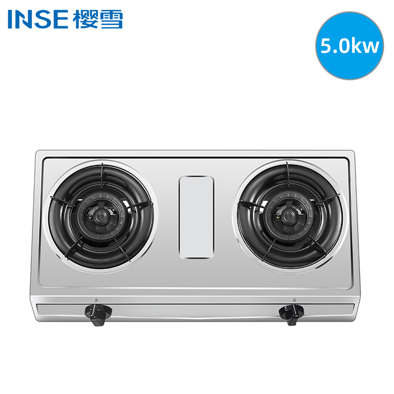 樱雪(INSE)JZT-T2332(G)W燃气灶具 天然气灶家用 台式双灶 不锈钢5.2KW猛火 天然气