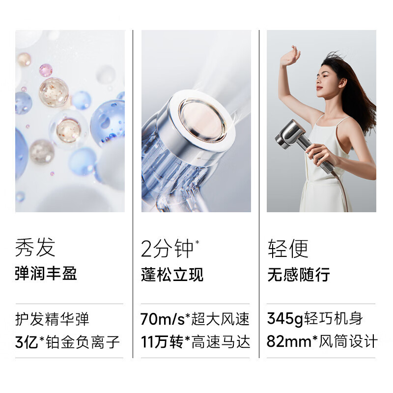 追觅韶光高速吹风机家用 大功率负离子快速干发吹风筒 精华弹护发润发电吹风 霜羽金