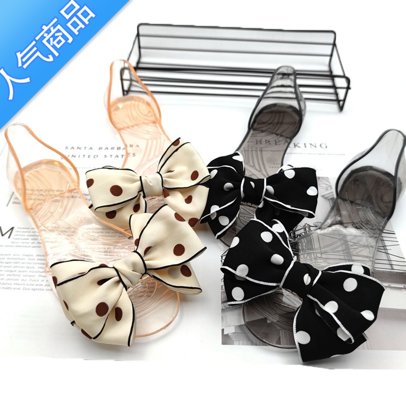 SUNTEK网红韩版新款果冻凉鞋夏女平底大花朵鱼嘴透明水晶塑料平跟夏U明高清大图