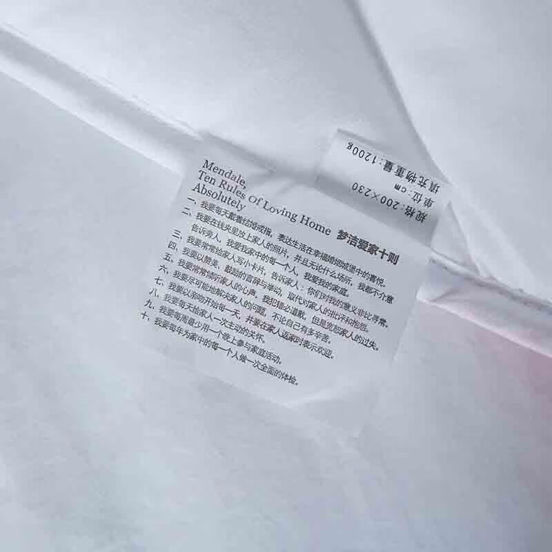 梦洁家纺 被子被芯tg 臻享十孔超柔被1200g 200*230cm/床