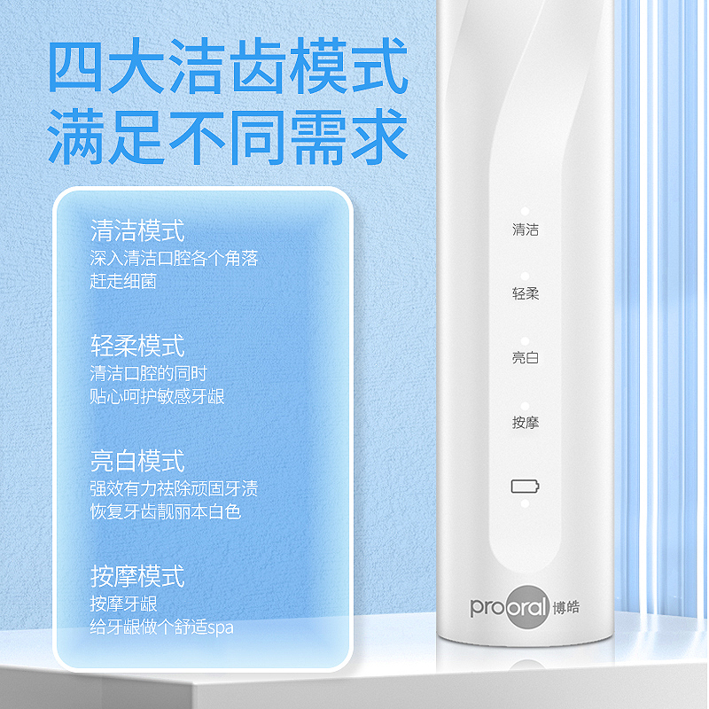 博皓声波电动牙刷情侣款套装充电式自动成人牙刷美白男女学生党软毛刷T38
