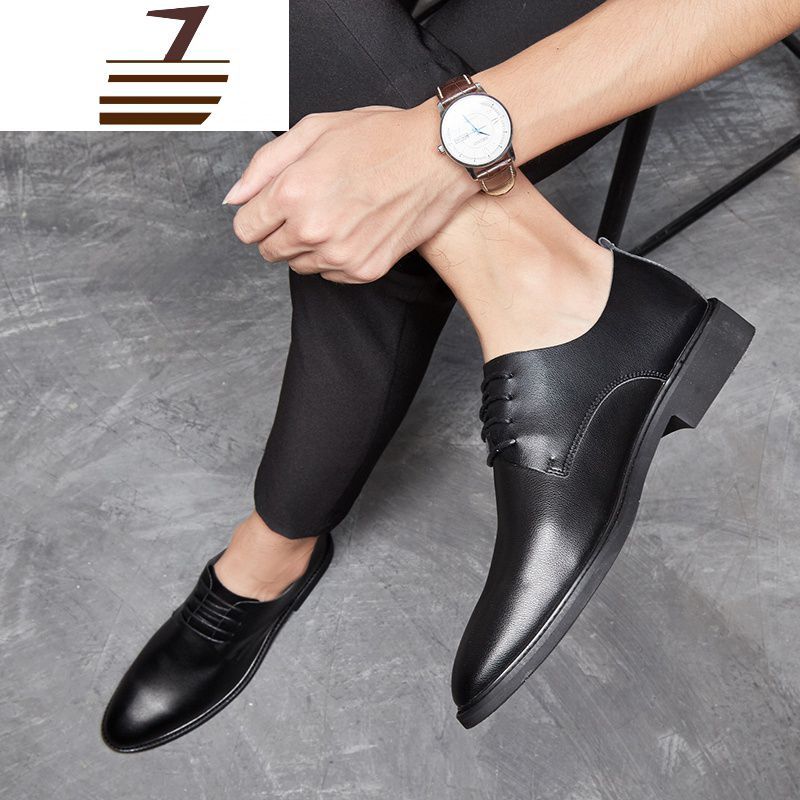 尗卡休闲皮鞋男生皮鞋潮流韩版青年商务正装软面皮软底工作男皮鞋休闲