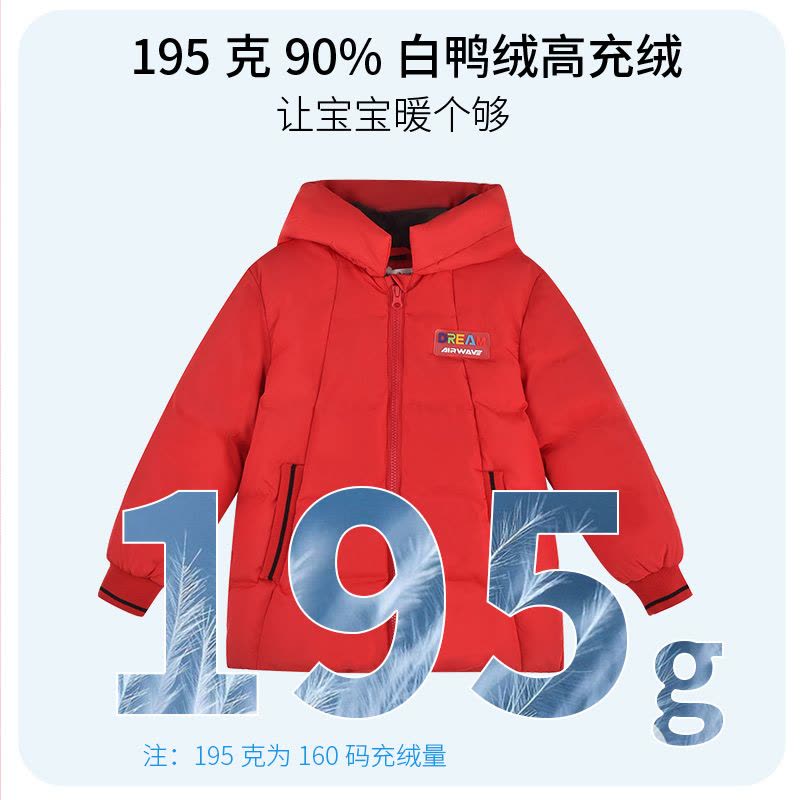 [1件3.5折]铅笔俱乐部童装秋装新款男童羽绒服连帽保暖儿童90绒羽绒外套图片