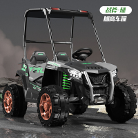 电动童车809四驱动儿童电动汽车2-10岁四轮电瓶车大电瓶带音乐可摇摆 绿色+皮座12v12+车棚+EVA轮胎