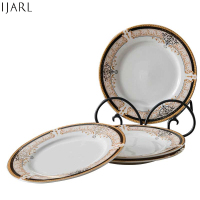 亿嘉IJARL 陶瓷餐具欧式家用8寸平盘 金色维也纳系列平盘四只装
