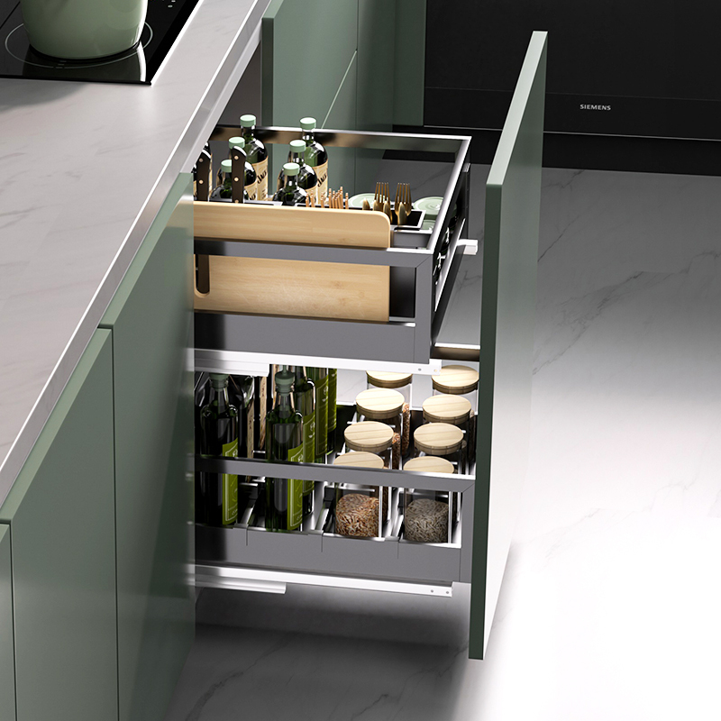 苏宁调料拉篮厨房橱柜抽屉式柜内抽拉式三304材质多功能双层加粗帅康t