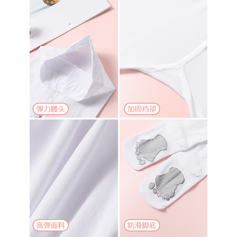 浪莎儿童舞蹈袜夏季薄款女童连裤袜白色练功专用防滑打底夏天丝袜高清大图