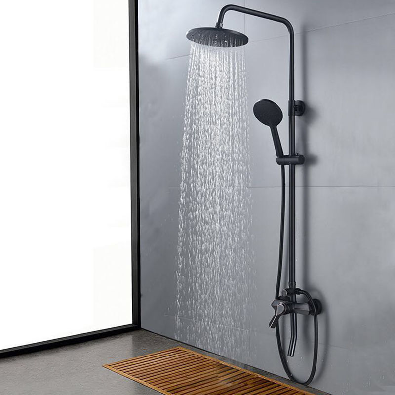 全铜淋雨花洒套装黑色黑金冷热水龙头混水阀卫浴淋浴器喷头卫生间|三
