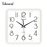 天王星(Telesonic)时尚方形挂钟简约客厅石英钟方盘创意现代居家静音卧室书房时钟表 10英寸白色【边长25.5厘米】