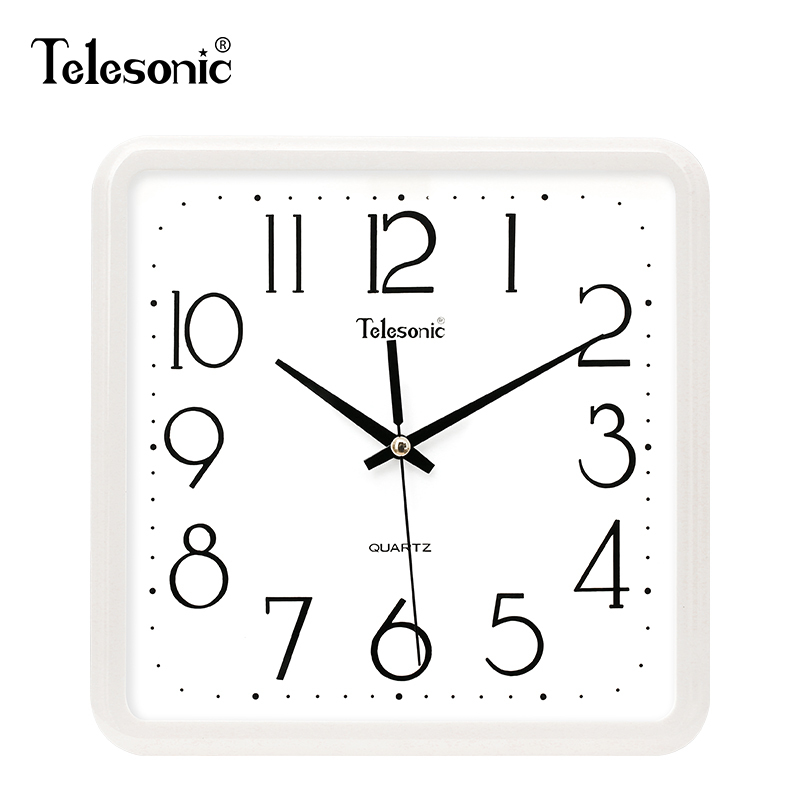 天王星(Telesonic)时尚方形挂钟简约客厅石英钟方盘创意现代居家卧室书房时钟表