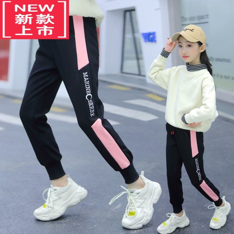 可莉允女童一体绒卫裤宝宝冬装儿童保暖冬季薄绒休闲运动女大童裤子保暖裤图片
