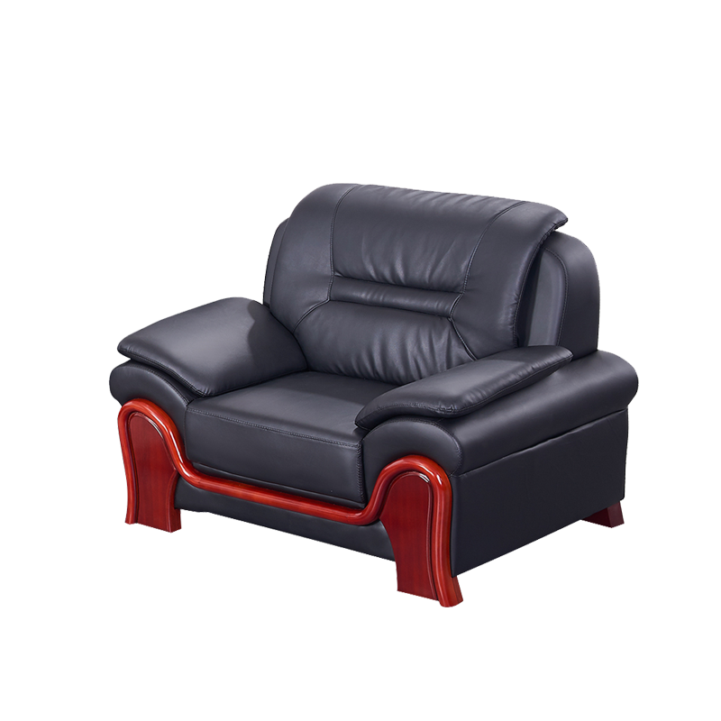 标采办公沙发会客区商务接待会客中式单人位沙发黑色西皮单人位