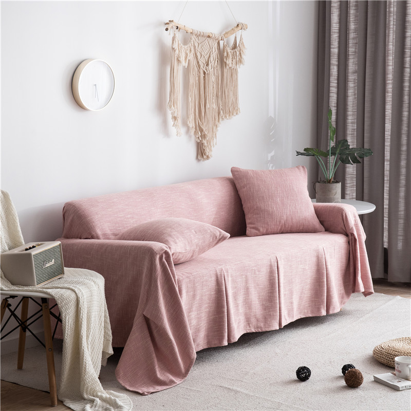 家柏饰(CORATED)北欧色沙发盖布套罩全包懒人沙发布单沙发巾全盖防猫抓 素雅黄 右贵妃170*280[面对沙发]高清大图