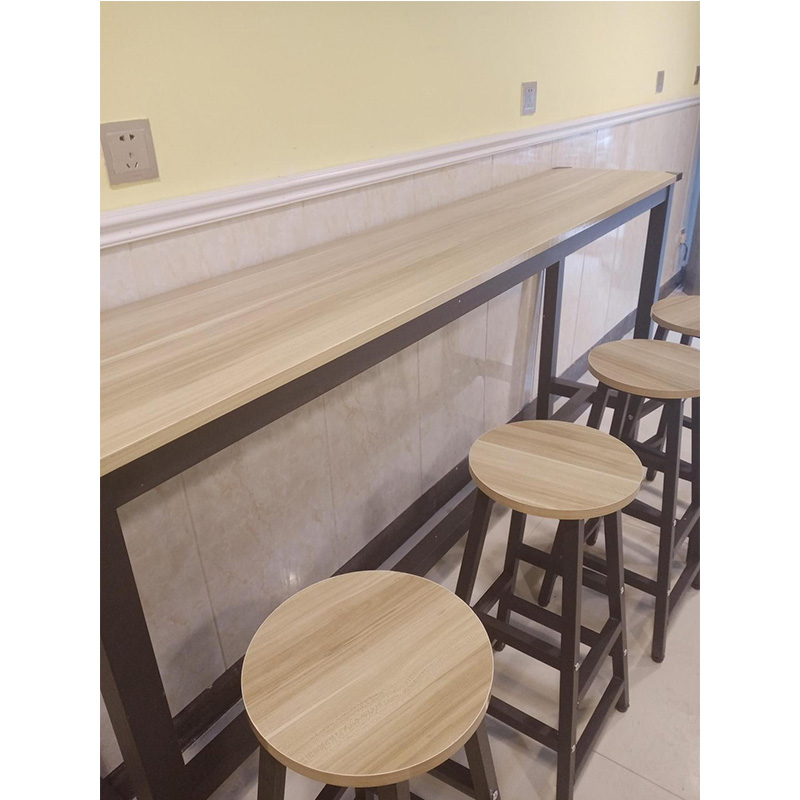 小窝厘 家用吧台桌客厅高吧台桌 靠墙160*35*100 原木色+3椅子高清大图