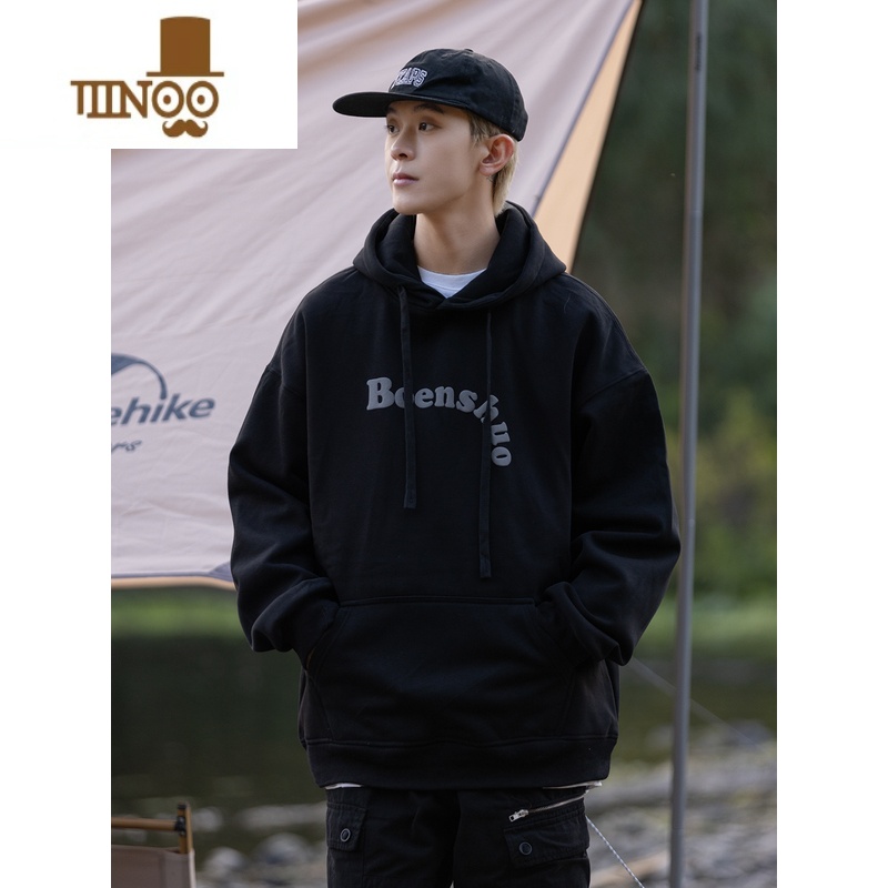 YANXU个性字母发泡日系潮流男女宽松连帽休闲卫衣ins青年外套高清大图