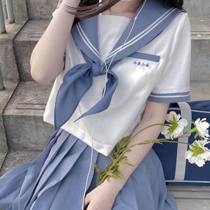 [须弥芥子]原创水蓝色水手服[今泉小南]jk制服套装学生两件套 单件裙子 XS