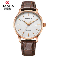 天霸(TIANBA)名仕系列男士简约时尚全自动机械表不锈钢商务皮带表 机械表 男TM6029.02PC
