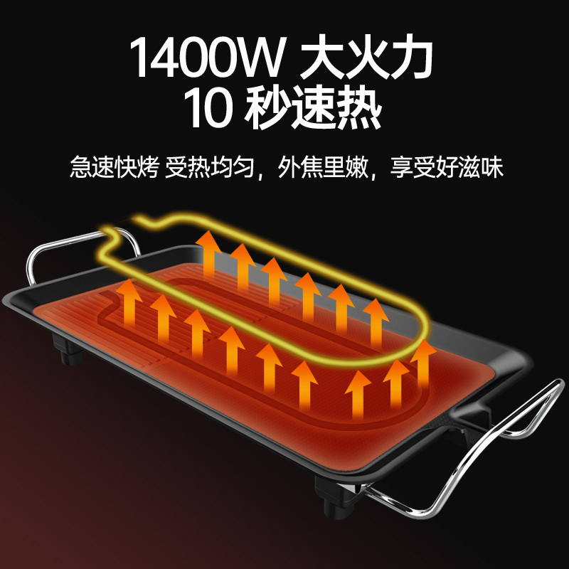 佳电熊电烧烤炉家用无烟不粘电烤盘多功能烤肉锅韩式电烤炉煎烤机铁板烧 HC-302中号烤盘